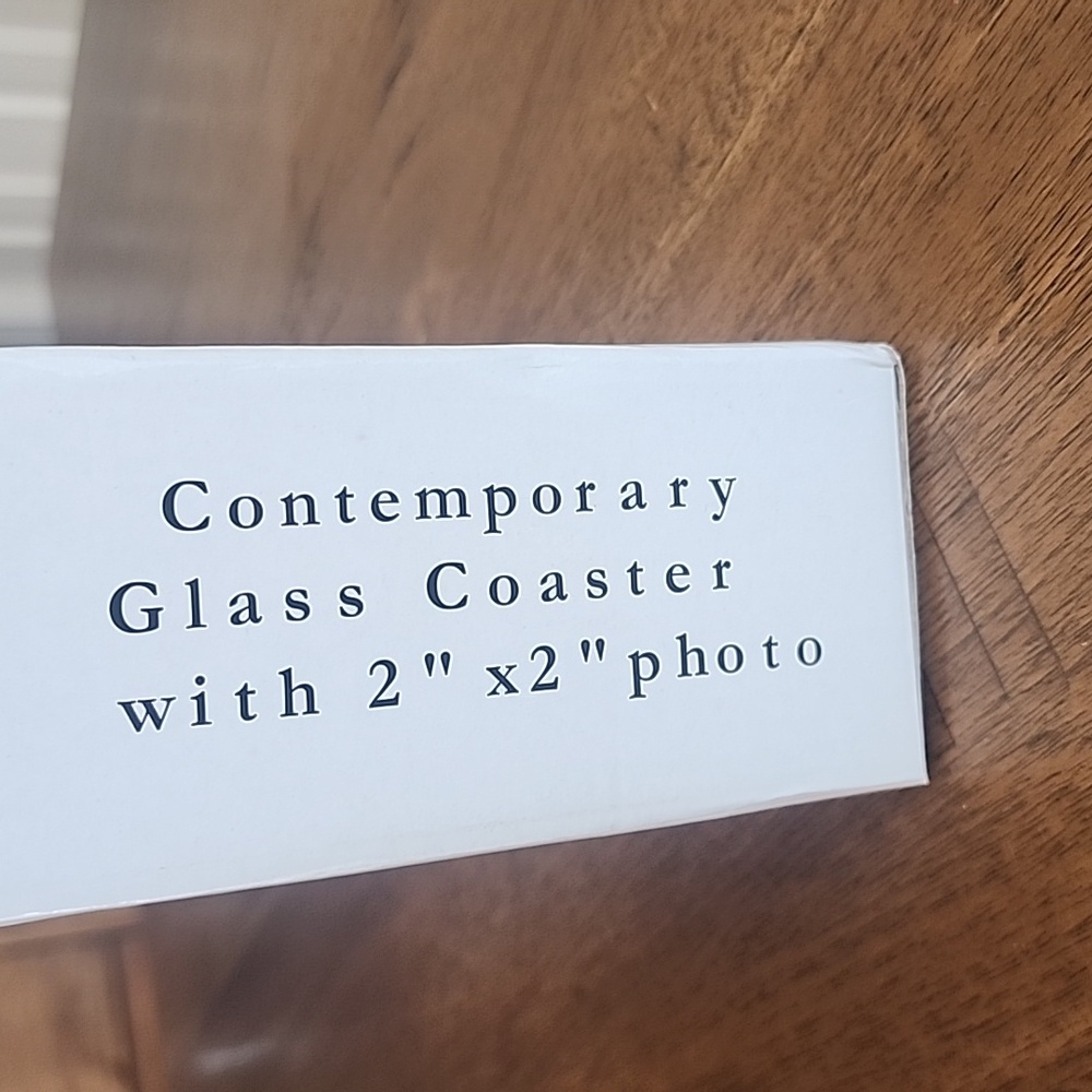 UMA 4 GLASS PHOTO COASTER SET WITH STAND NIB - Picture 4 of 7